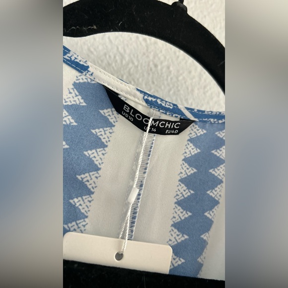 BloomChic Blue and White Striped V-Neck Maxi Dress - Picture 5 of 7